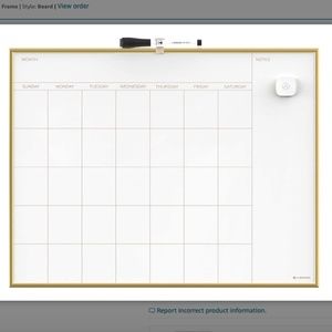 Gold Framed Dry Erase Calendar